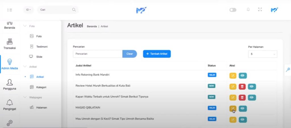 Tampilan editor artikel, Sumber: dokumentasi pribadi