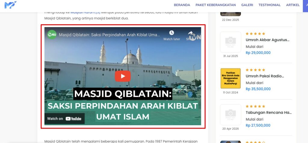 Tampilan hasil embed video, Sumber: dokumentasi pribadi